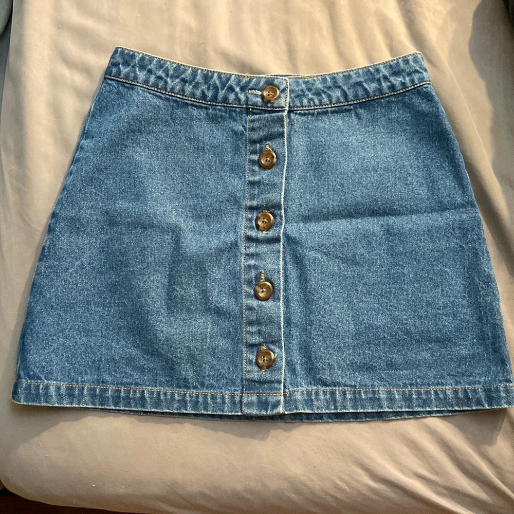 Denim Button-Up Mini Skirt